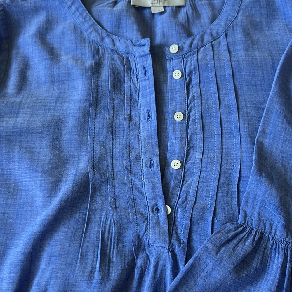 LOFT Embroidered Boho Ruffle Sleeved Top - Picture 6 of 10